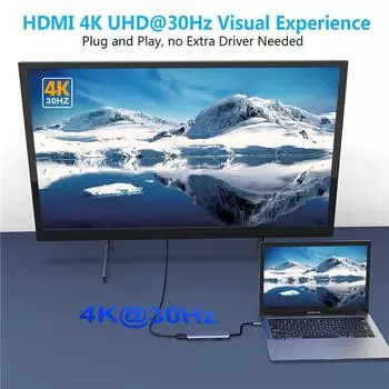 Док-станция USB C Type C - HDMI адаптер USB 3.0 HUB PD100W 4K HD USB C HUB Type C 3.1 разветвитель для ПК ноутбука MacBook Pro