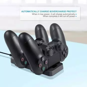 Док-станция USB Dual Charge для игрового контроллера PS4, подставка для зарядки, держатель для беспроводного геймпада Sony PlayStation 4, зарядное устройство чёрный