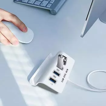 Док-станция USB OTG HUB USB2.0 4 USB док-станция концентратор 4 в 1 держатель док-станции концентратор для мобильного телефона/ПК 2 in 1