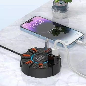 Док-станция Yousheng USB HUB с 7 портами, высокоскоростной передачей данных, защитой от помех и токовой защитой, док-станция расширения 60cm чёрный