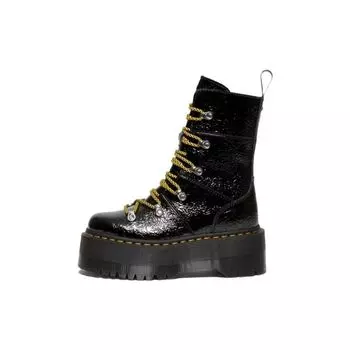 Доктор. Черные женские кроссовки Martens Ghilana Max из лакированной кожи на платформе с эффектом потертости 27788001 37