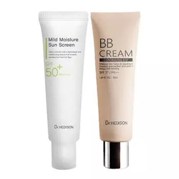 Доктор. Hedison BB Cream Watery Glow EGF Blemish Balm 50 мл + Охлаждающий увлажняющий солнцезащитный крем 50 мл, 2 шт.. Бальзам от несовершенств + Мягкий увлажняющий солнцезащитный крем, 50 мл, 1 набор