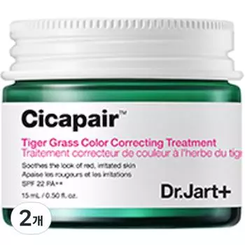 Доктор. Jart Cicapair Tiger Grass Color Correcting Treatment SPF22 PA++ 15 мл CCT, 2 шт., зеленый