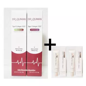Доктор. Qman Type 1 Collagen 100 Cream Pack Premium 60 г x 2 + крем для глаз 35 г x 2 + 10 г x 2 бесплатно, 1 упаковка