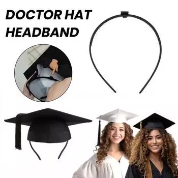 Докторская шляпа, повязка на голову, эластичная дизайнерская повязка на голову для выпускного, портативная защитная повязка, фиксирующая докторская шляпа, аксессуар чёрный