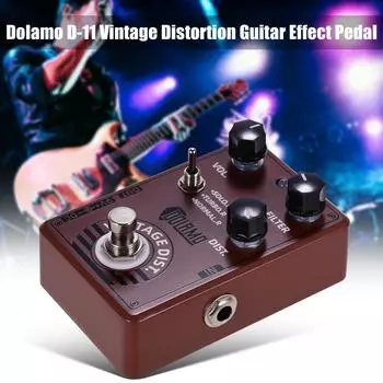 Dolamo D-11 Vintage Distortion Гитарная педаль эффектов с фильтром громкости и регуляторами искажения, обходная конструкция для электрогитары