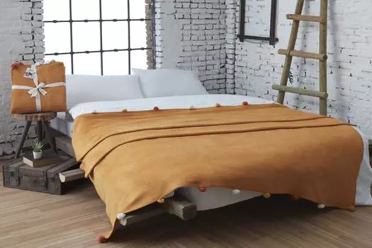 Dolce Bonita Home Single Одеяло Пике с помпоном 150x200 Горчичный
