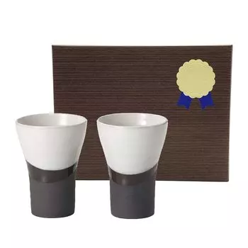Dolce Duo Respect for the Aged Day Tumbler Beer Cup Beer Tumbler Shochu Cup Pottery Pair 350ml Wooden Box Made in Japan Gift Present Return Birthday
