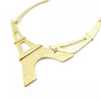 Dolce Vita [J3467] - Золотое дизайнерское колье Эйфелева башня