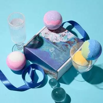 Долговечная пенная бомбочка для ванны Игристая пенная бомбочка для ванны + премиум-упаковка, 4 шт. (Гранд Блю)