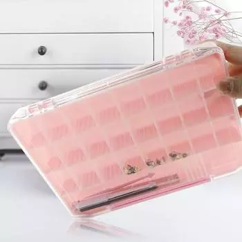 Долговечный чехол для декора ногтей, широкое применение, отличная коробка для хранения, органайзер для страз и бусин розовый