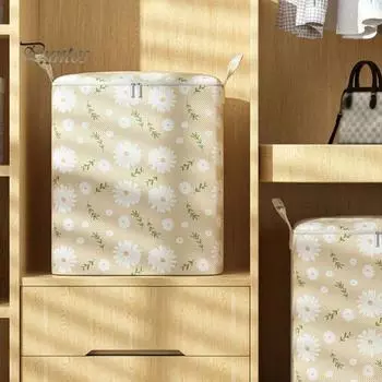 Долговечный пылезащитный держатель для хранения одеял с цветочным принтом, сумка для хранения одежды, стеганое одеяло, товары для дома S синий