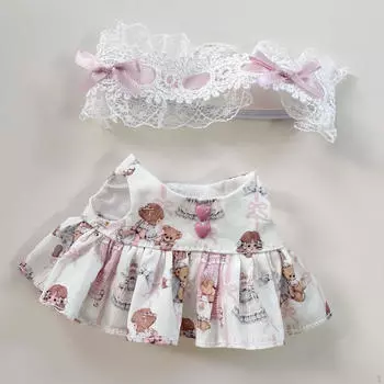 Doll Clothes Dress and Hair Accessories Pretend Play Comfortable Stylish Costume розовый