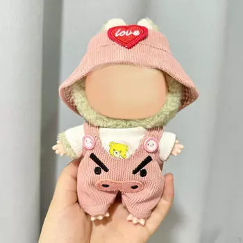 Кукольная одежда для плюшевой куклы 15 см, реквизит для фотосъемки из мультфильмов, красная шляпа с рисунком в виде сердца, комплект штанов для куклы, мягкая игрушка