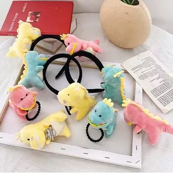 Doll Hair Hoop Hair Bands Dinosaur Dinosaur Brooch Dinosaur Hairpin Hair Rope Dinosaur Hairband yellow-Hair band