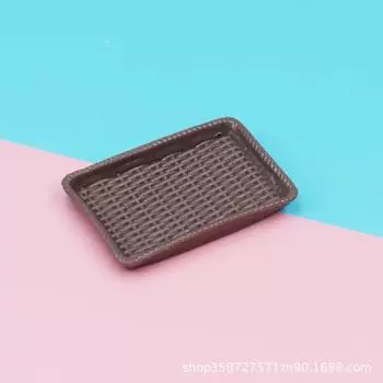 Doll House Simulation Mini Rattan Plate Pastry Plate Dessert Plate Accessories Mini Food Play Tableware Play House Small Toys коричневый