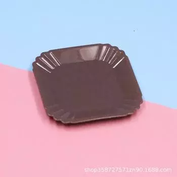 Doll House Simulation Mini Square Pastry Butterfly Dessert Plate Food Play Tableware Play House Small Toys коричневый