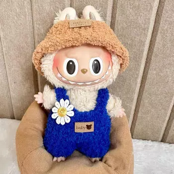 Doll Suspender Pants Outfits with Hat Handmade Clothing Costume for 17cm Pendant Dolls Fashion