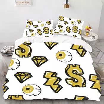 Dollar - Digital Printed Duvet Kit - Polyester - Bedroom Decor -1 Bed Cover +2 Pillowcase (no pillow core) 173x229cm