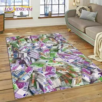 Доллар, евро, фунт, богатый мультяшный коврик, ковер для дома, гостиной, спальни, дивана, коврик для двери, детский нескользящий напольный коврик 40x60cm(15x23in)