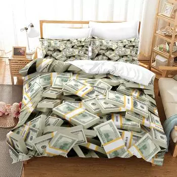 Dollars Bedding Set 3D Print Banknotes Duvet Cover Home Textiles Single Twin Full King Size With Pillowcases Dropshipping EU single(135x200cm)
