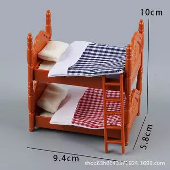 Dollhouse Dollhouse 1:12 Miniatures Play House Mini Furniture Bunk Bed Scene Accessories Toys
