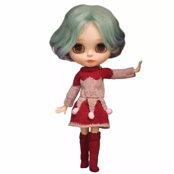 Dolly Para Common Blythe Костюм для куклы Одежда для свитера Комплект украшений в стиле цирка Bonbon Одежда Blythe/AZONE/Licca-chan/Momoko Ручная вязка красный