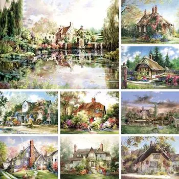 Дом 5D DIY алмазная живопись горный хрусталь картина полная алмазная вышивка пейзаж набор крестиков мозаика украшение мебели Full Round 20x30CM