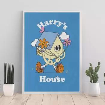 Дом Гарри, вдохновленный художественными принтами, постер, абстрактный цветок, бабочка, облако, настенная живопись на холсте, скандинавская картина, декор для гостиной 21x30cm No Framed