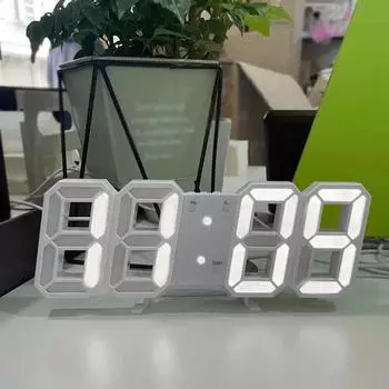 Дом и декор Подвесные настенные часы Интерьерные часы Украшения для спальни Режим Комнатные часы Ночь Большие светодиодные 3D цифровые часы белый