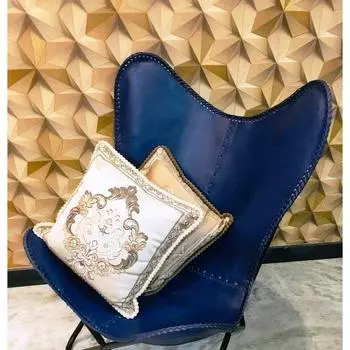 Дом и Сад Винтажное Синее Кожаное Кресло-Бабочка Замена (Только обложка) 36 x 29 x 23 in