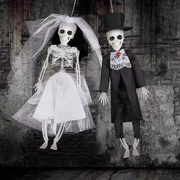 Дом с привидениями Хэллоуин Череп Невеста и жених Подвесной декор Комната Ужасы Бар Вечеринка Сцена Украшения Мексика День мертвых Реквизит
