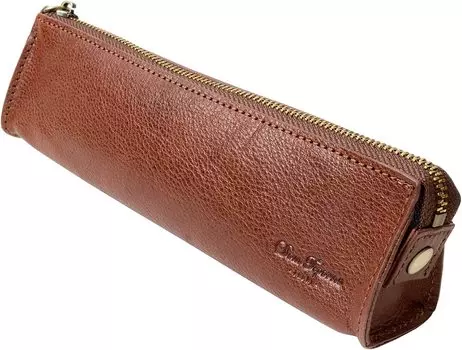 [Dom Teporna] Пенал Пенал Натуральная Кожа Тонкий Стильный Кожа Итальянская Кожа Гладкая Молния Маленькая Перьевая Ручка Канцелярские Принадлежности Темно-Коричневый