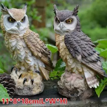 Домашнее искусство, милое украшение в форме совы, смола для рабочего стола, реалистичная домашняя садовая фигурка, украшение для улицы, коллекция против птиц чёрный