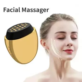 Домашнее использование RF & EMS Photon Красный светодиодный светотерапевтический массажер Электрический массажер для лица Подтяжка шеи Спа-удаление морщин Антивозрастной EMS Beauty Instrument золотой