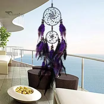 Домашнее кафе, автомобиль, подвесное украшение, натуральные перья, Ловец снов, настенный орнамент фиолетовый