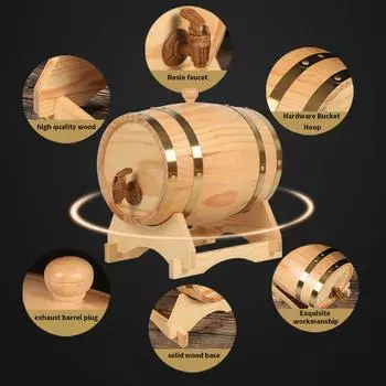 Домашнее пивоваренное деревянное винное бочонок сосновое пивоваренное оборудование для красного вина пивной бочонок кран дозатор ромовый горшок виски вино своими руками 1,5/3 л барный инструмент