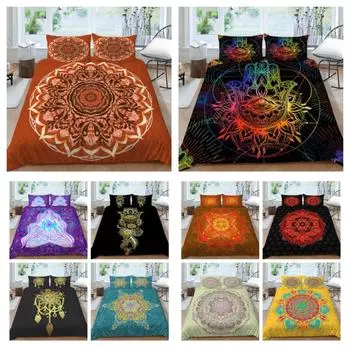Домашнее покрывало с 3D-принтом в богемном стиле, мягкие пододеяльники, комплект постельного белья, пододеяльник из микрофибры UK Single 135x200cm