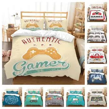 Домашнее постельное белье 3D геймпад с принтом Постельное белье Покрывала из микрофибры Дышащее пододеяльник Комплект постельного белья Наволочка UK Single 135x200cm