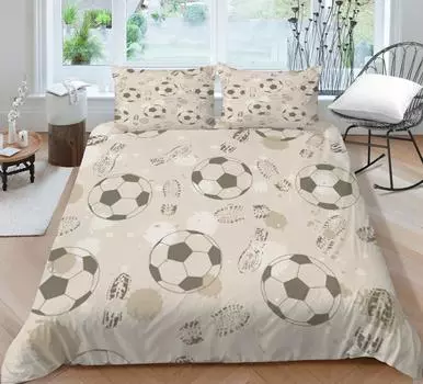 Домашнее постельное белье, комплект пододеяльников с футбольным принтом и наволочкой, пододеяльники, лучший подарок, наволочка, дышащий постельный костюм для детей Single 135x200cm