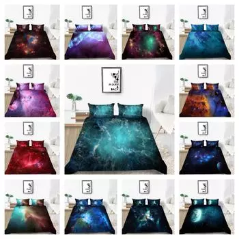 Домашнее постельное белье Красивая картина со звездами Постельное белье Костюм с наволочкой Одеяло из микрофибры Пододеяльники UK Single 135x200cm