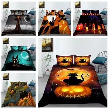 Домашнее постельное белье на Хэллоуин, пододеяльник и наволочка, AU/EU/US, односпальная/двуспальная кровать, полный размер, мягкий удобный пододеяльник, украшение для дома DE 100x135cm
