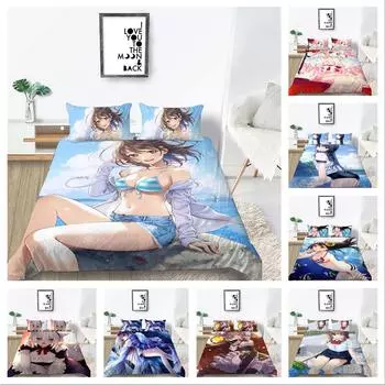 Домашнее постельное белье, односпальная двуспальная кровать, полноразмерная наволочка с мультяшным принтом и пододеяльник, постельное белье для девочек, 2/3 предмета, подходит для микрофибры UK Single 135x200cm