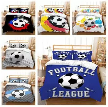 Домашнее постельное белье, пододеяльник, наволочка, комплект постельного белья для спальни, полноразмерный пуховый пододеяльник с футбольным принтом UK Single 135x200cm