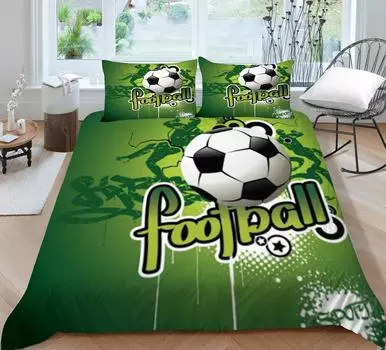 Домашнее постельное белье Подводная лодка с принтом футбола синего цвета Комплект постельного белья Кровать Пододеяльник Чехлы Наволочка из микрофибры Single 135x200cm
