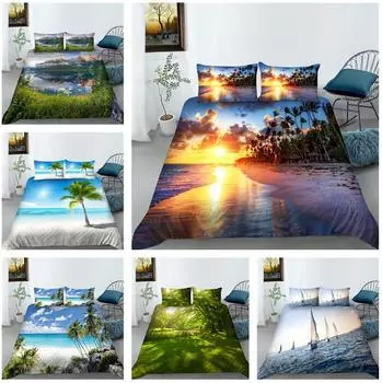 Домашнее постельное белье, пуховое одеяло, пейзажная живопись для спальни, постельное белье, пододеяльник и наволочка, удобное украшение для домашнего постельного белья DE 100x135cm