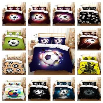 Домашнее постельное белье Queen King Size, детский домашний текстиль, комплект постельного белья с 3D футбольным принтом UK Single 135x200cm