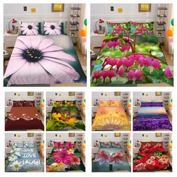 Домашнее постельное белье с 3D цветами и принтом из полиэстера, комплект постельного белья королевского размера, женский высококачественный декор для спальни UK Single 135x200cm