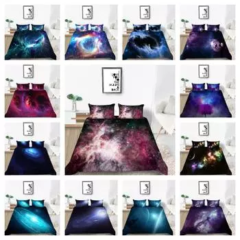 Домашнее постельное белье с 3D принтом звезд, роскошное 100% полиэстер, 2/3 шт., одеяло, пододеяльник для детей, подростков, одно пододеяльник UK Single 135x200cm