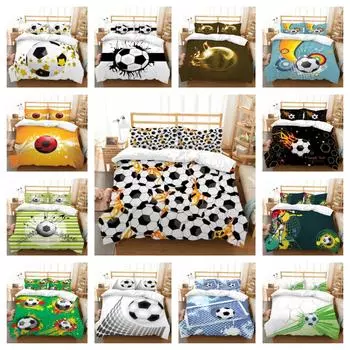 Домашнее постельное белье с 3D футбольным принтом, комплект постельного белья, одеяло, пододеяльник, постельное белье, пододеяльники из микрофибры, одинарный, двойной, королевский размер UK Single 135x200cm
